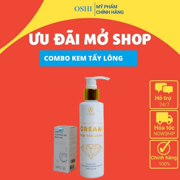 Combo Kem tẩy lông HPIO giúp làm sạch lông chân, lông nách, vùng kín chỉ trong 5 phút tặng kèm serum OSHI