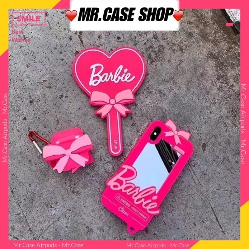 Combo ốp iphone và case Airpods 1/2 Pro Vỏ Ốp Đựng Tai Nghe Barbie Hồng Bánh Bèo Dễ Thương