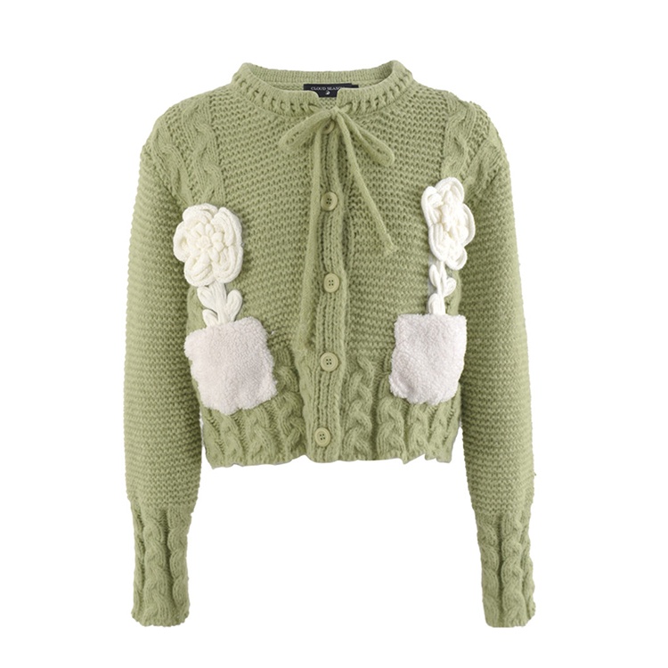 IELGY    Áo cardigan Dệt Kim Tay Dài Dáng Ngắn Thời Trang Hàn Quốc Cho Nữ