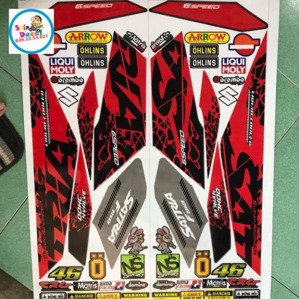 Tem rời satria fi đỏ đen 3 lớp sản phẩm y hình 100%