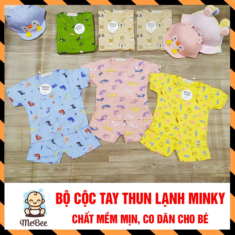 Bộ quần áo cộc tay thun lạnh IN HÌNH Minky Mom cho bé (3-15kg)