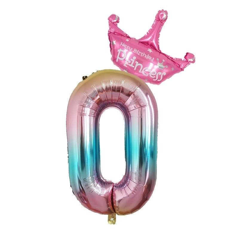 Bong Bóng Nhôm 32 Inch Hình Số Màu Cầu Vồng Dùng Cho Tiệc Sinh Nhật, Đám Cưới