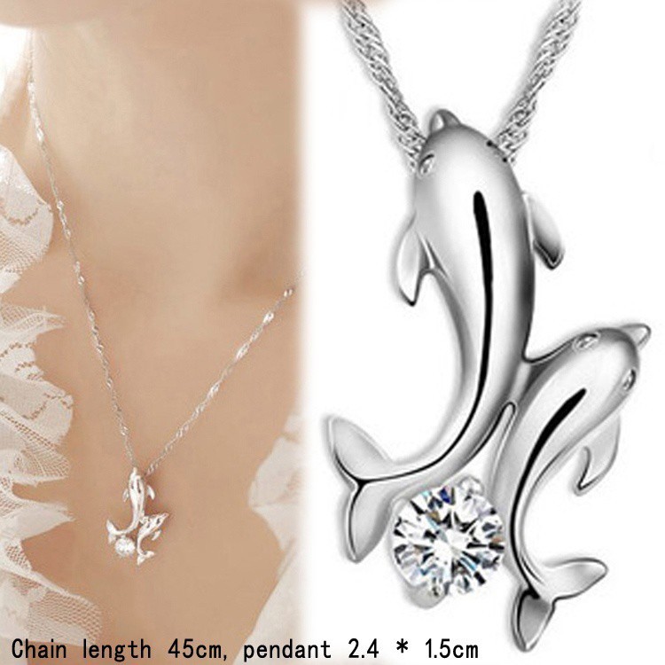Dây chuyền bạc 925 mặt hình cá heo dễ thương