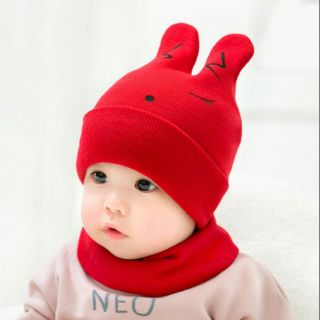 Set mũ len tai thỏ và khăn