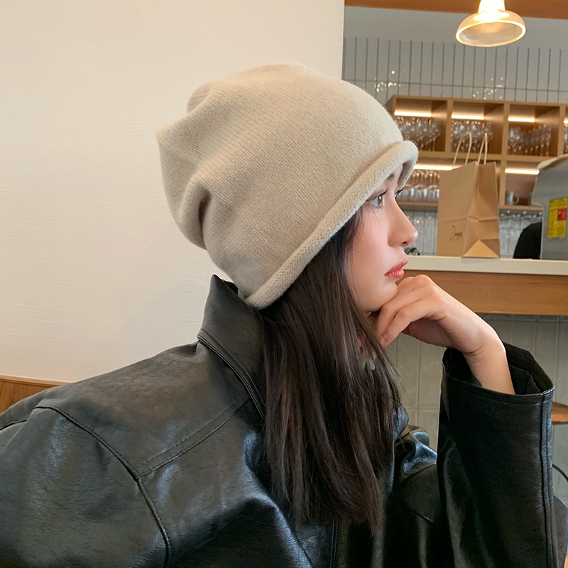 Mũ Len Dệt Kim Màu Trơn Cột Dây Thời Trang Vintage Hàn Quốc Cho Nữ
