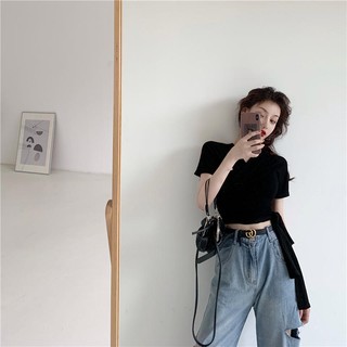 Áo thun crotop thắt eo