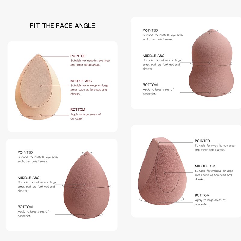 Set 8 miếng mút trang điểm MAGEFY kèm hộp với 4 kiểu có sẵn có hình trứng