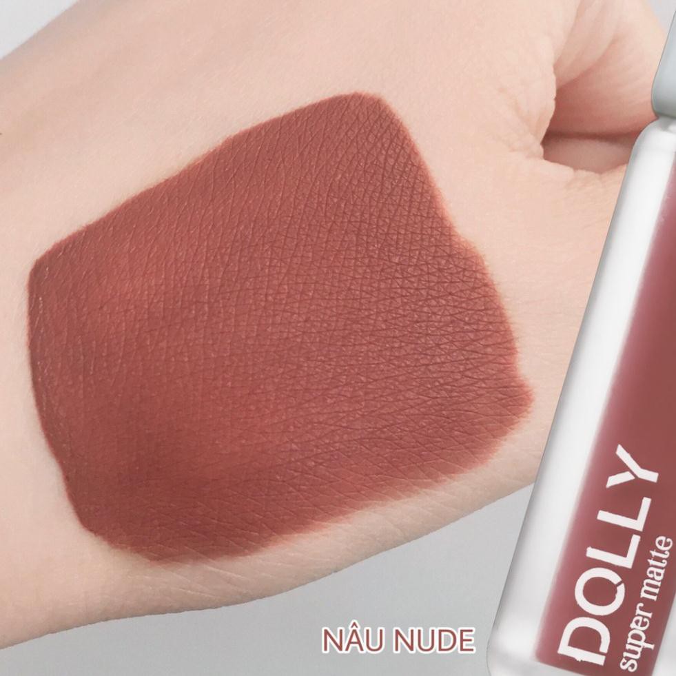 [12 Nâu Nude] Son Kem Lì Dolly Super Matte Không Chì Màu Nâu Nude [12] Tách Sét | BigBuy360 - bigbuy360.vn
