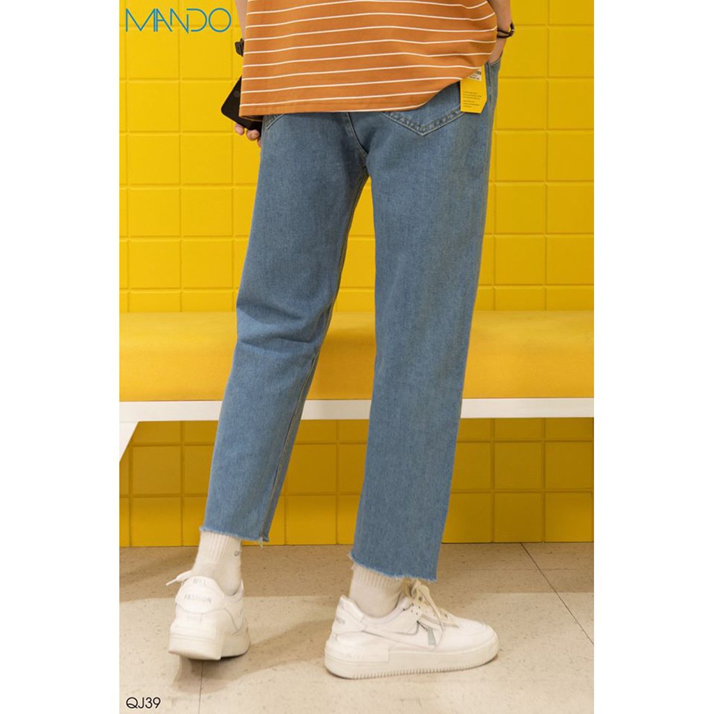 Quần Jean Baggy Nam MANDO Xanh Nhạt Chất Jean Cao Cấp Ống Suông Form Rộng Basic Unisex Thời Trang Hàn Quốc QJ39 | BigBuy360 - bigbuy360.vn