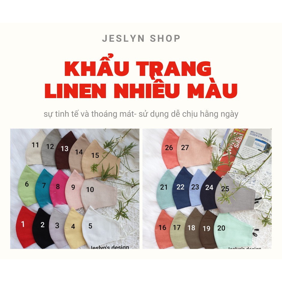 Khẩu trang vải Linen trơn nhiều màu sắc mới, phù hợp cả nam và nữ T02