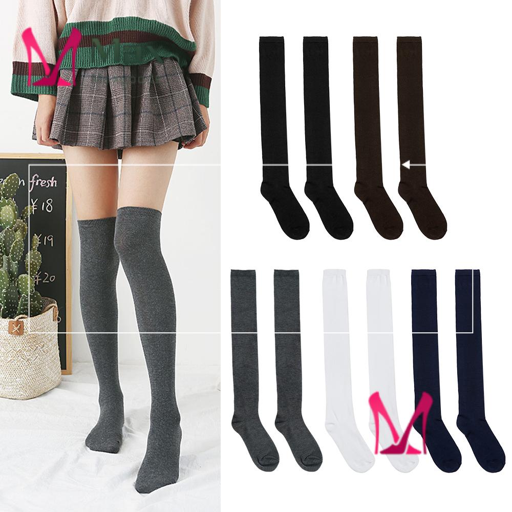 Vớ cotton qua đầu gối đàn hồi giữ ấm cho nữ (nhiều màu)