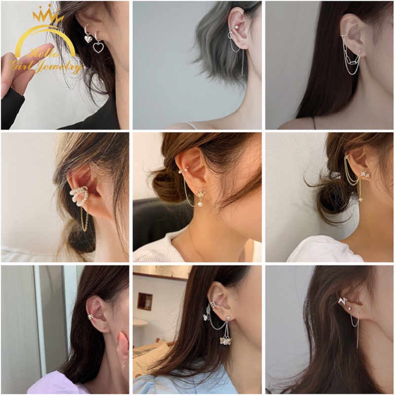 Bông tai mạ bạc S925 kiểu tua rua đính ngọc trai kim cương thời trang Hàn Quốc cho nữ