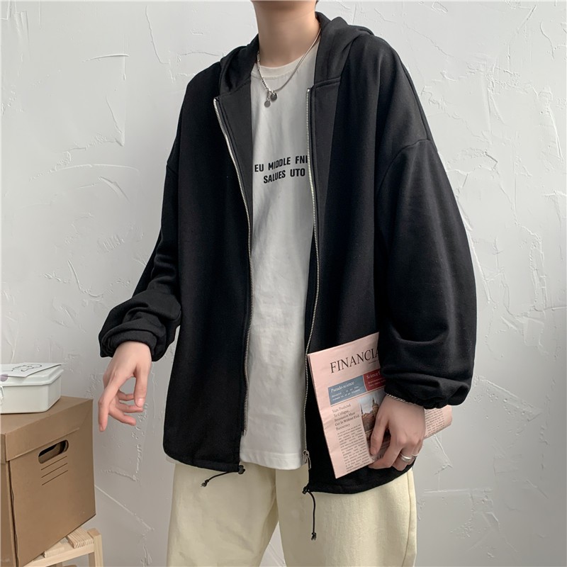 Áo Khoác Có Nón Dây Khóa Kéo Thời Trang Hàn Quốc Chất Lượng Cao 3 Màu Tùy Chọn Size M-2Xl