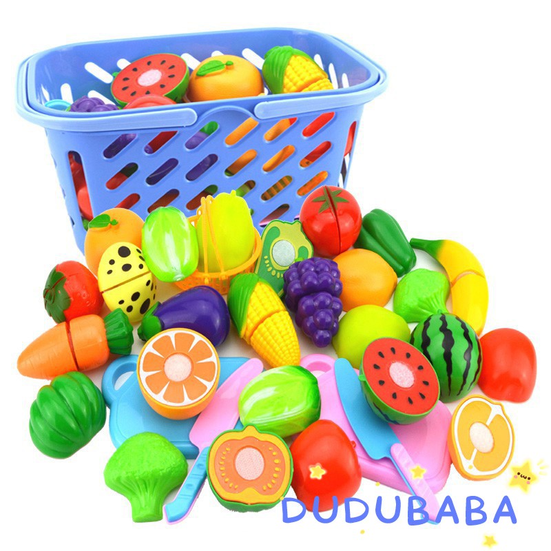 Bộ đồ chơi trái cây và dụng cụ nhà bếp bằng nhựa cho trẻ mẫu giáo