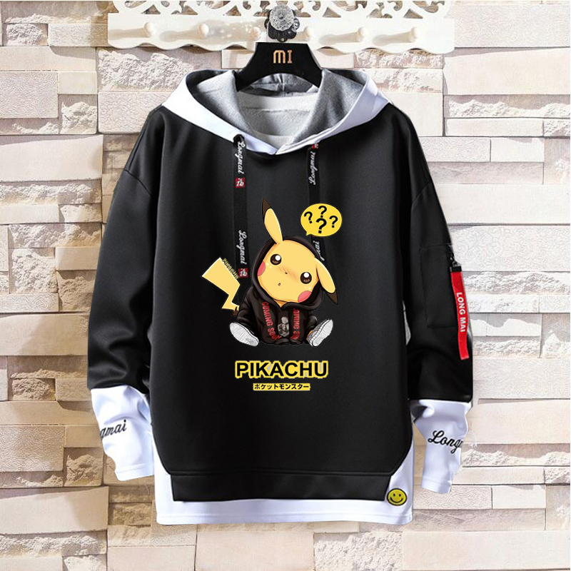 Áo Hoodie liền mũ trinh thám lớn Pikachu áo khoác đôi thu đông dài tay dành cho học sinh hai chiều Anime