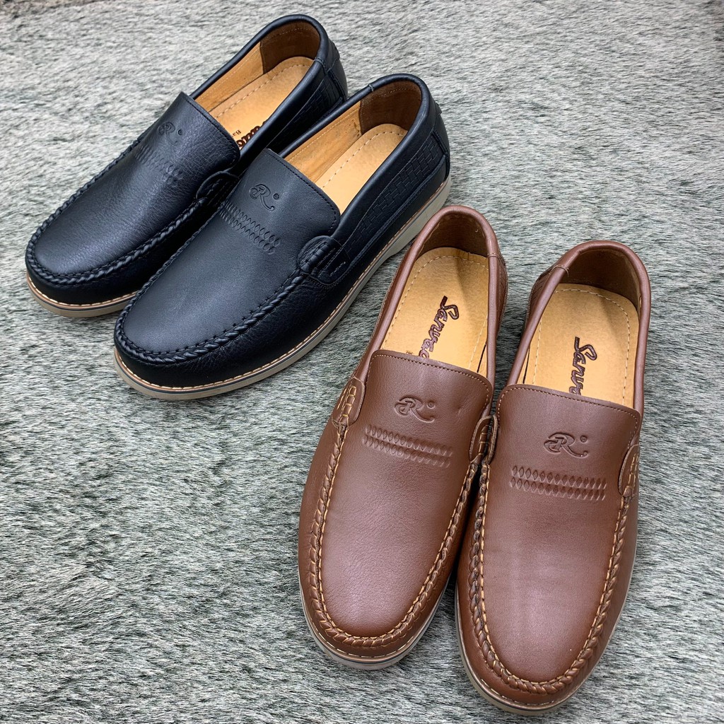 Giầy lười nam da bò mềm đế cao su siêu bền