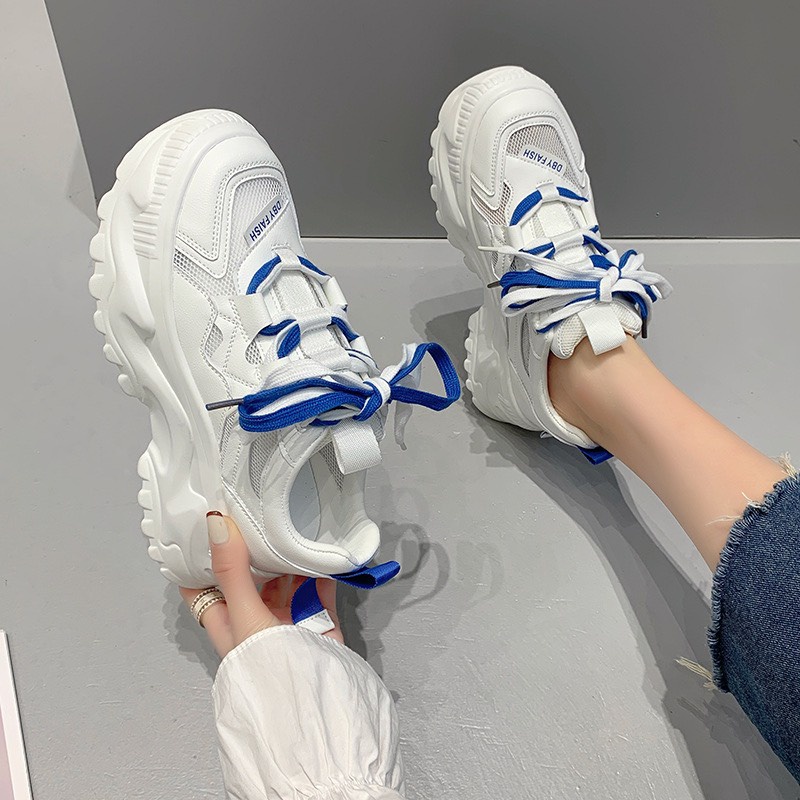 Giày thể thao nữ 7cm Thoáng khí dây màu Kiểu dáng hàn quốc