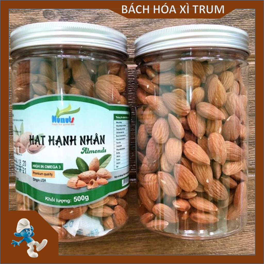 Hạt dinh dưỡng - Hạnh nhân tự nhiên (đã sấy tách vỏ) - Hộp 500g - Hỗ trợ tim mạch, Ngăn ngừa ung thư, chống viêm..