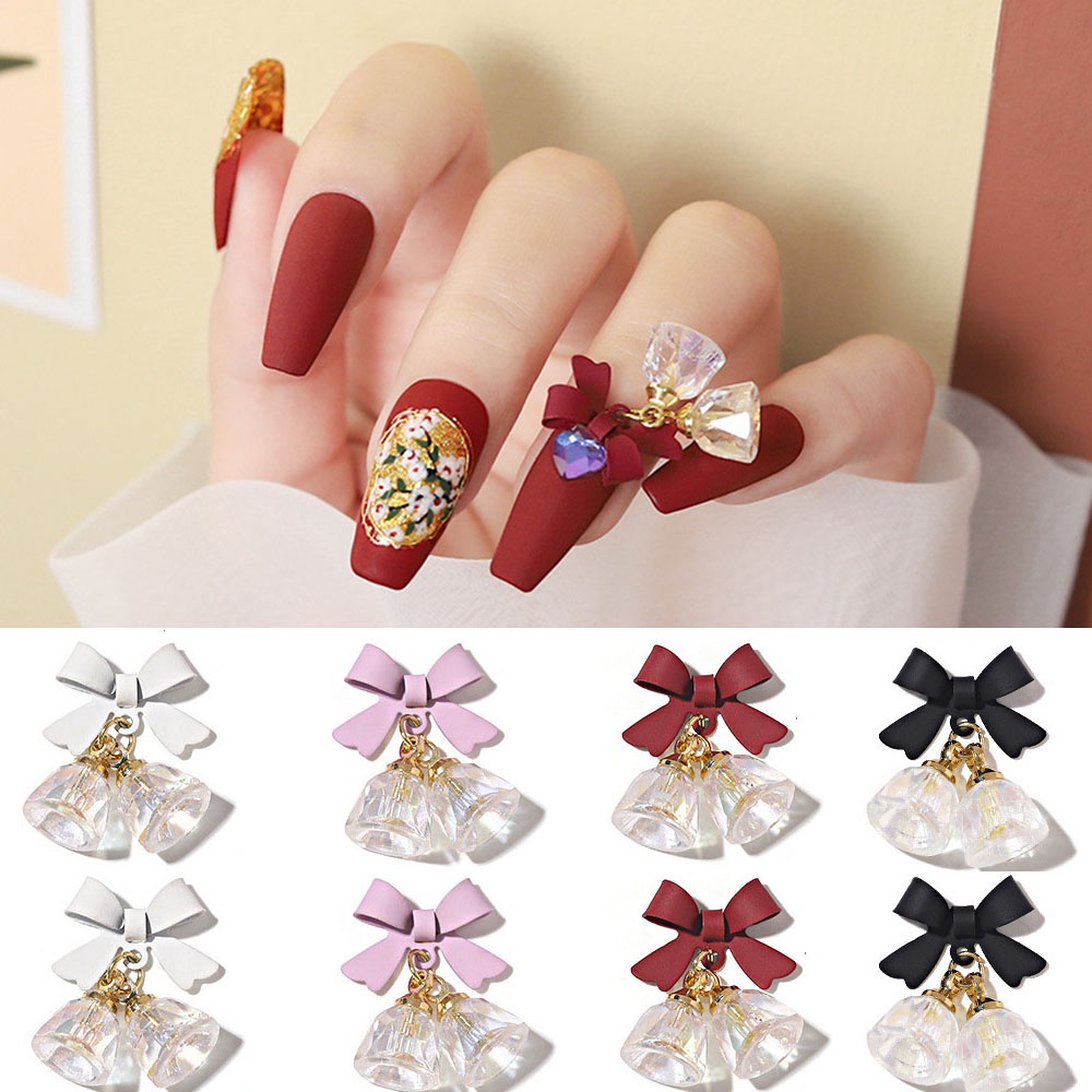 [Hàng mới về] Phụ kiện trang trí móng hình nơ 3d lấp lánh sang trọng