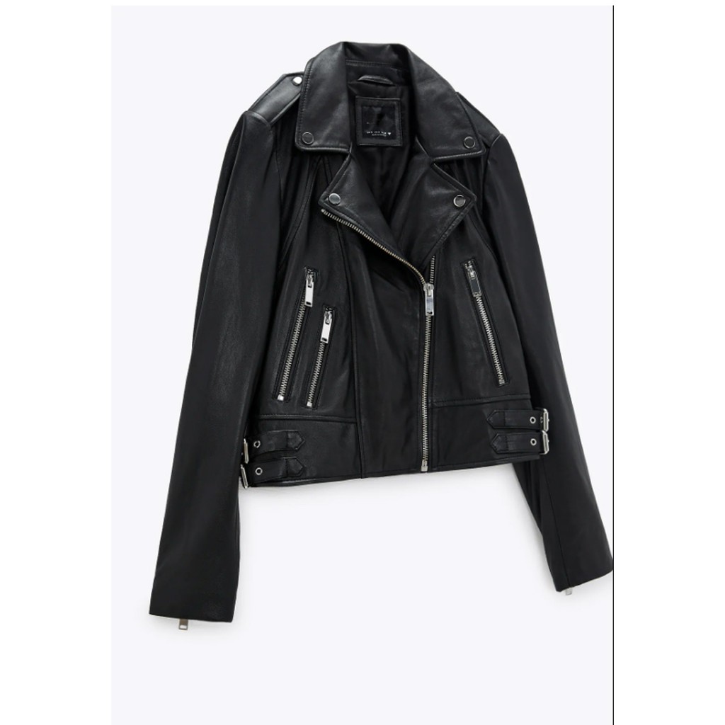 ÁO KHOÁC DA ZRA NỮ BIKER JACKET MÀU ĐEN