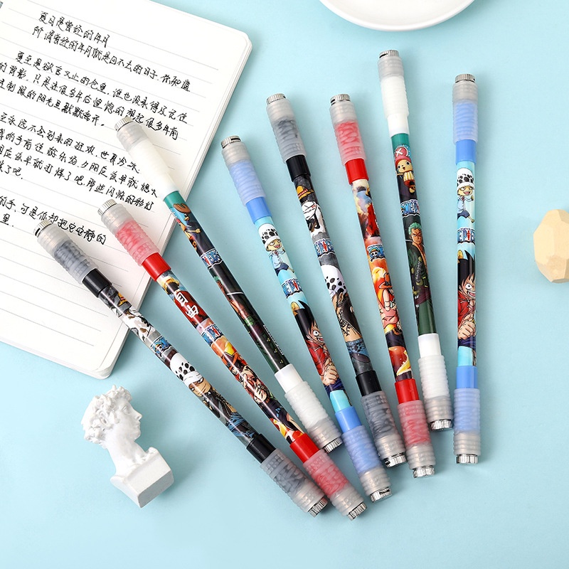 Bút Bi Xoay Dạ Quang In Hình Anime One Piece Nhiều Màu Giảm Áp Lực