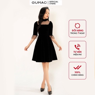 Đầm nhung dáng xòe GUMAC DB3224