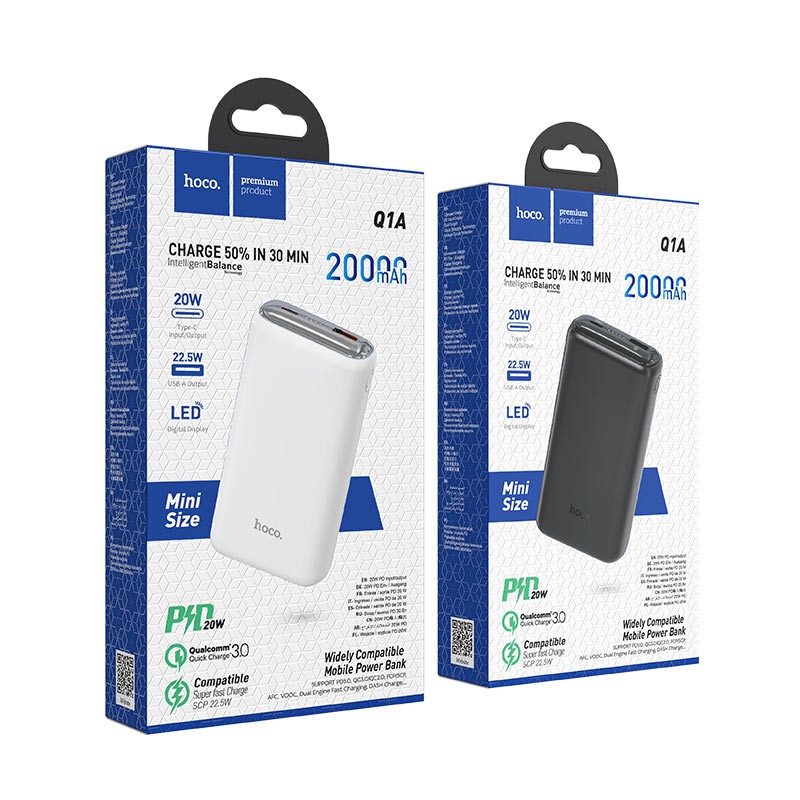 Pin sạc dự phòng Hoco Q1A Kraft 20000mAh lõi Li-polymer, QC3.0, PD Type-C 20W, VOOC - Hãng phân phối chính thức