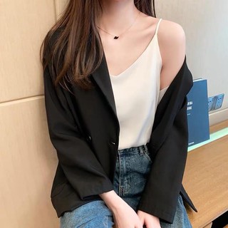 Áo 2 dây cổ tim - Áo lụa hai dây - chất vải lụa Hàn, mặc cực mát & ít nhăn.