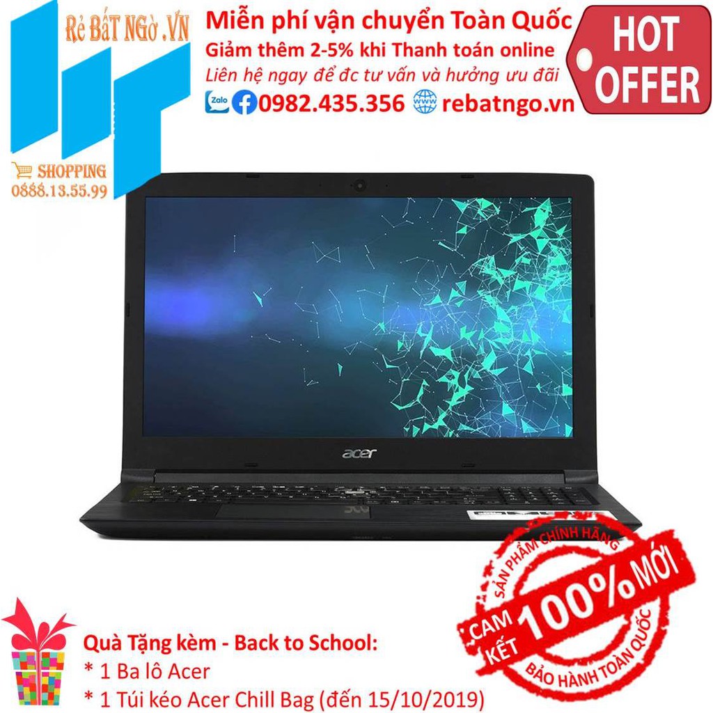 Laptop Acer Aspire 3 A315-53-P3YE NX.H38SV.007 15.6 inch HD_4417U_4GB_500GB HDD_Win10_2.0 kg