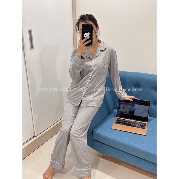 Bộ ngủ pijama nữ dài tay chất liệu 100% cotton màu xám-bộ ngủ thu đông (có bigsize) | BigBuy360 - bigbuy360.vn