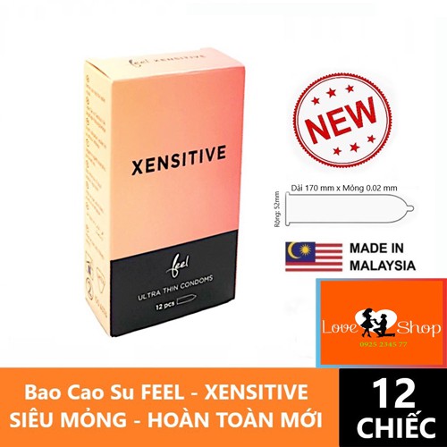 Bao Cao Su FEEL XENSITIVE Siêu Mỏng size 53mm Hoàn Toàn Mới - Malaysia