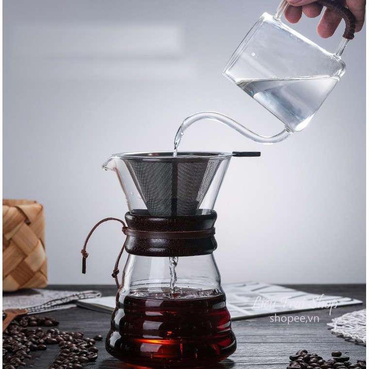Bình chemex pha cà phê pour over drip brew v60 thủy tinh 500ml