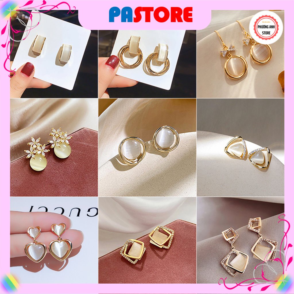 Bông tai, Khuyên tai đính đá nhân tạo sang trọng phong cách mới cho nữ