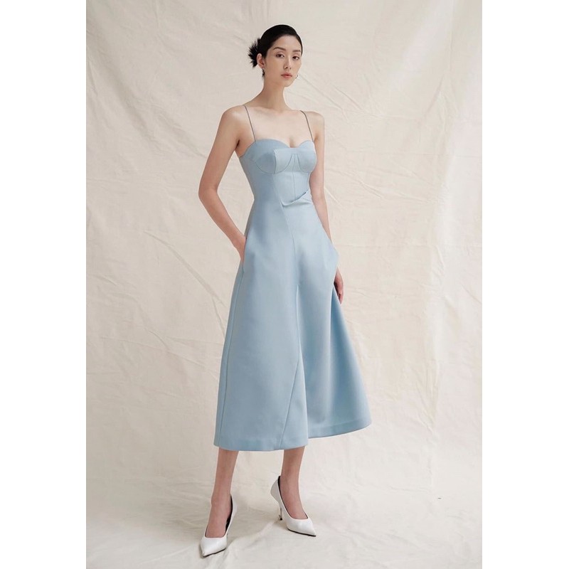 [  Shop Đầm Đẹp Dự Tiệc ] Đầm Xoè Hai Dây Cúp Ngực Phối Túi, Váy Đầm Dự Tiệc Cao Cấp