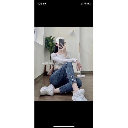 quần jeans boy friend , quần baggy jeans co giãn tốt lưng siêu cao ( hình thật 100%)