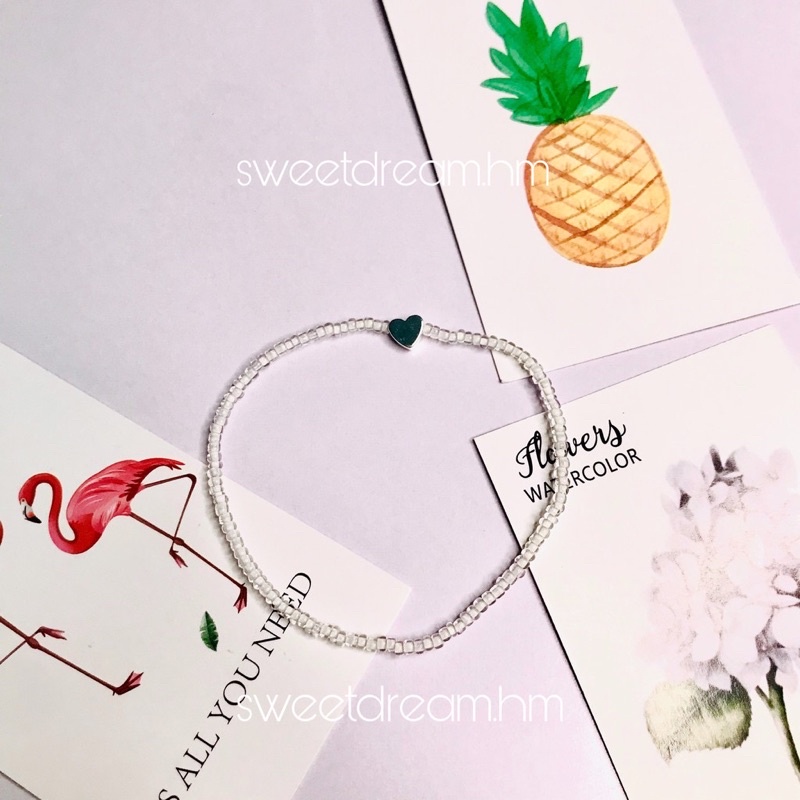 Vòng tay/ vòng chân sợi co giãn hình trái tim