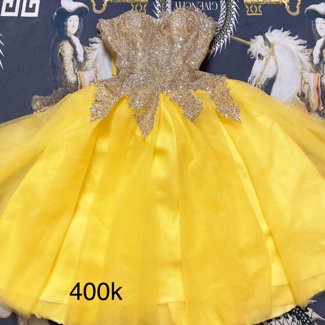 Sale/ váy đầm tùng xoè công chúa, dạ tiệc, màu vàng