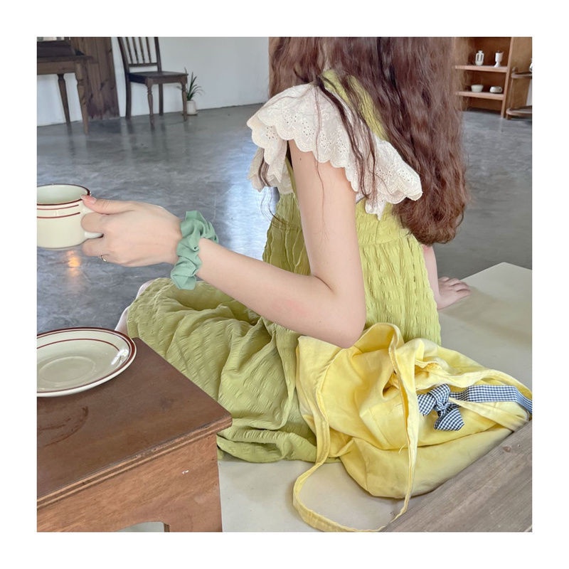 Đầm Chữ A Tay Cánh Tiên In Họa Tiết Hoa Cúc Nhỏ Phối Ren Màu Sắc Ngọt Ngào Dành Cho Nữ