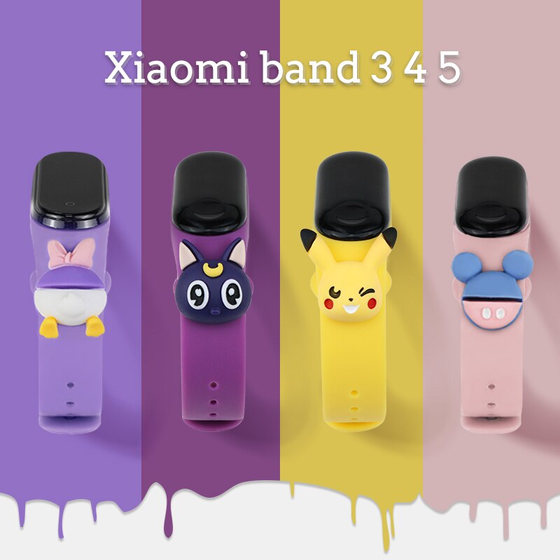 Dây Đeo Silicone Mềm Hình Hoạt Hình 3d Cho Xiaomi Mi Band 5/4/3