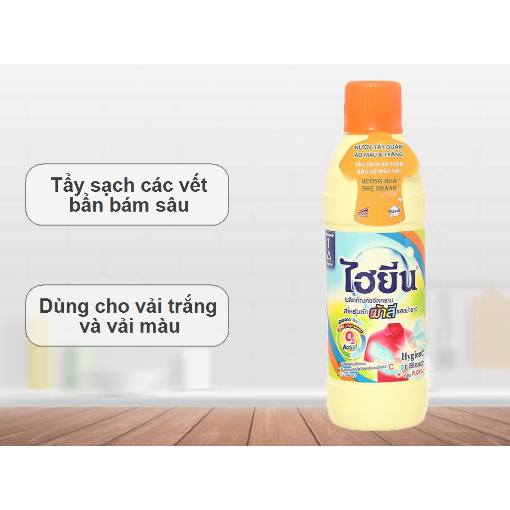 Nước tẩy quần áo màu, áo trắng thái lan hygiene đánh bay các vết bẩn cứng đầu vết bút mực, son môi, máu, tương cà...