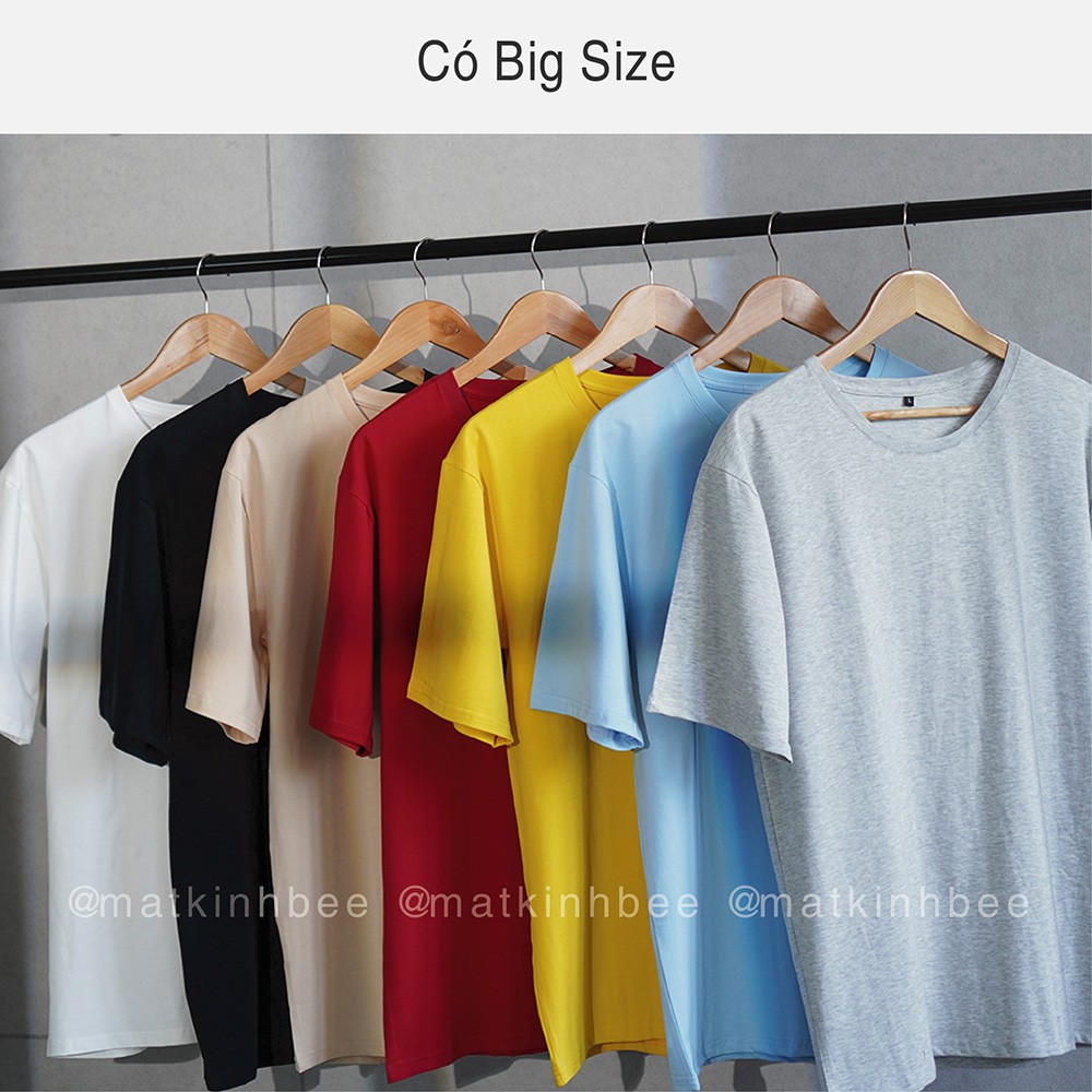 Áo thun tay lỡ Unisex 100% Cotton form rộng oversize phông trơn cho nam nữ BEE1504-7A1