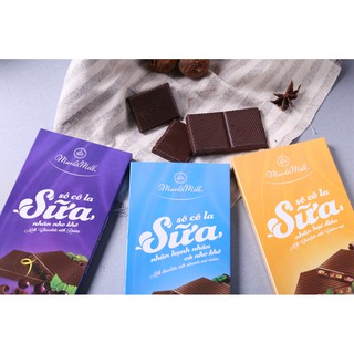 Combo 4 thanh 100g (hạt điều, hạnh nhân -nho, nho, sữa) - Mark & Milk