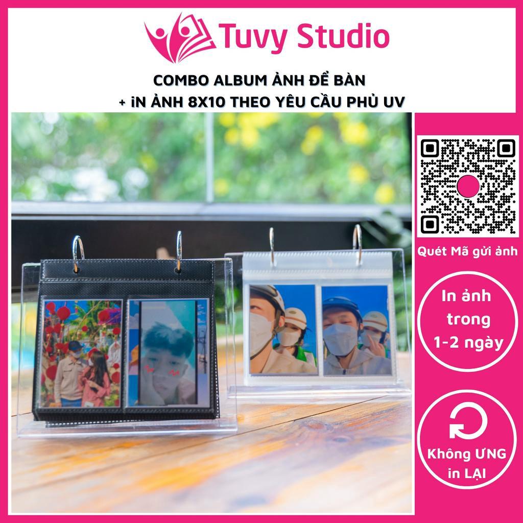 Combo album ảnh để bàn và in 68 ảnh 8x10 phủ UV theo yêu cầu trang trí bàn làm việc, quà tặng Tú Vy Studio
