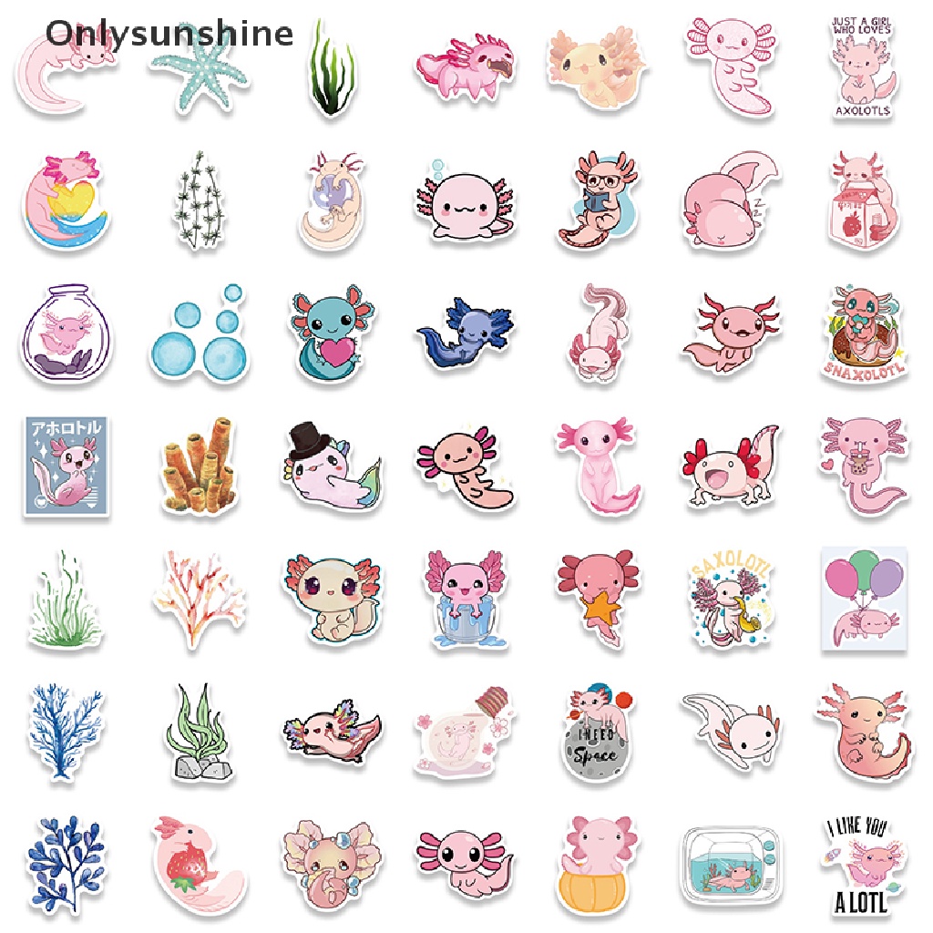 Set 100 miếng dán hình Axolotl động vật graffiti dễ thương trang trí laptop/ trẻ em