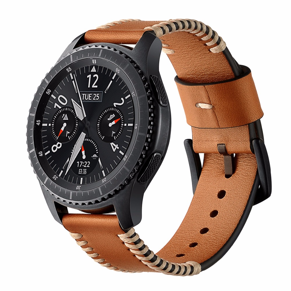 Dây đeo đồng hồ bằng da thật cỡ 22mm thay thế cho Samsung Galaxy Gear S3 Frontier