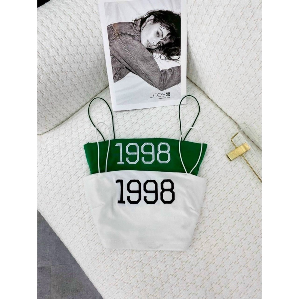 áo 2 dây bún croptop thêu 1998 hot sexy l