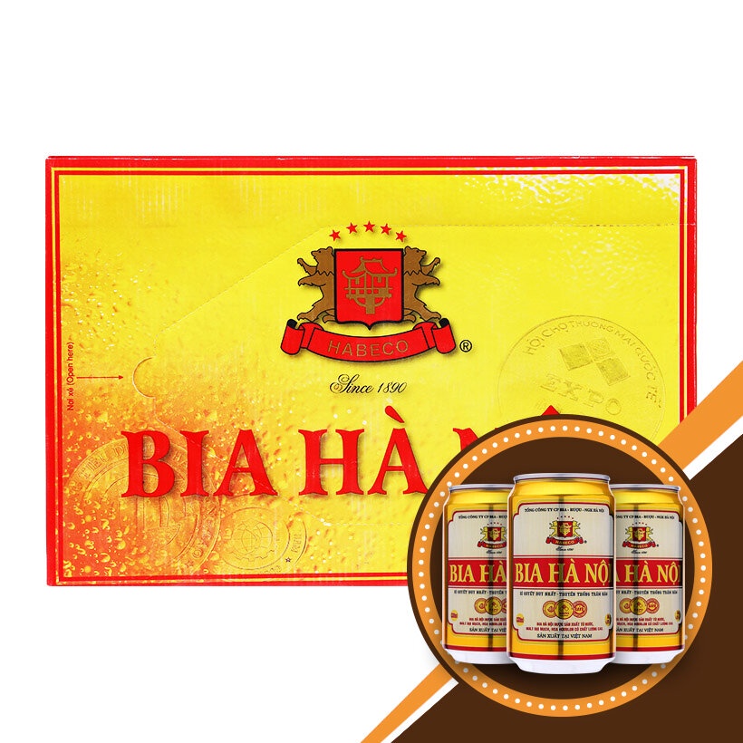 [MUA CÀNG NHIỀU CÀNG RẺ] Thùng 24 lon bia hơi Hà Nội 500ml.