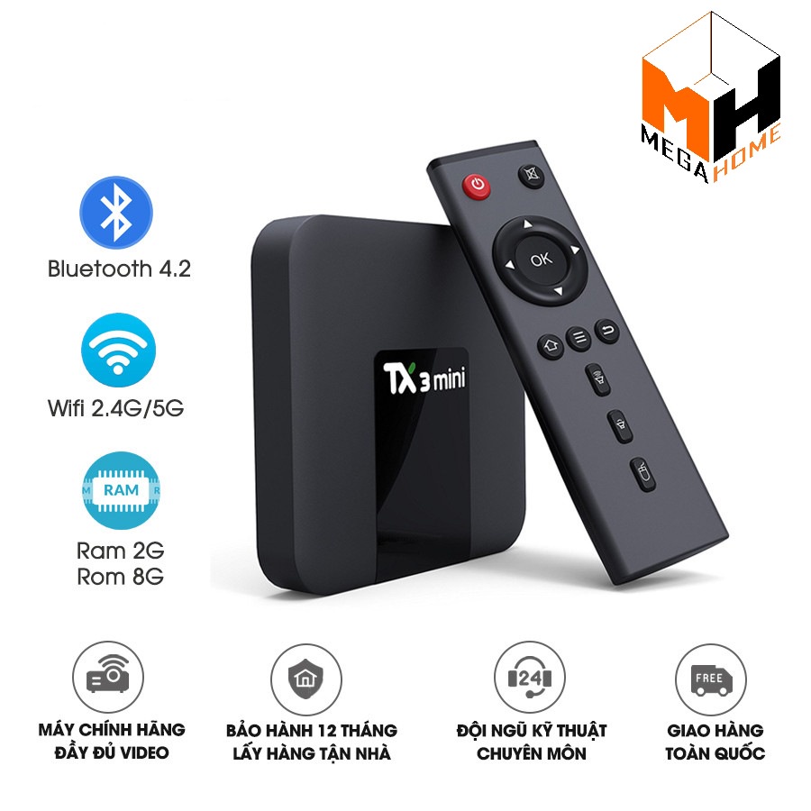 Android Tivi Box TX3 mini - 2G Ram và 16G bộ nhớ, Bluetooth. đầu box android tx3mini phiên bản 2021