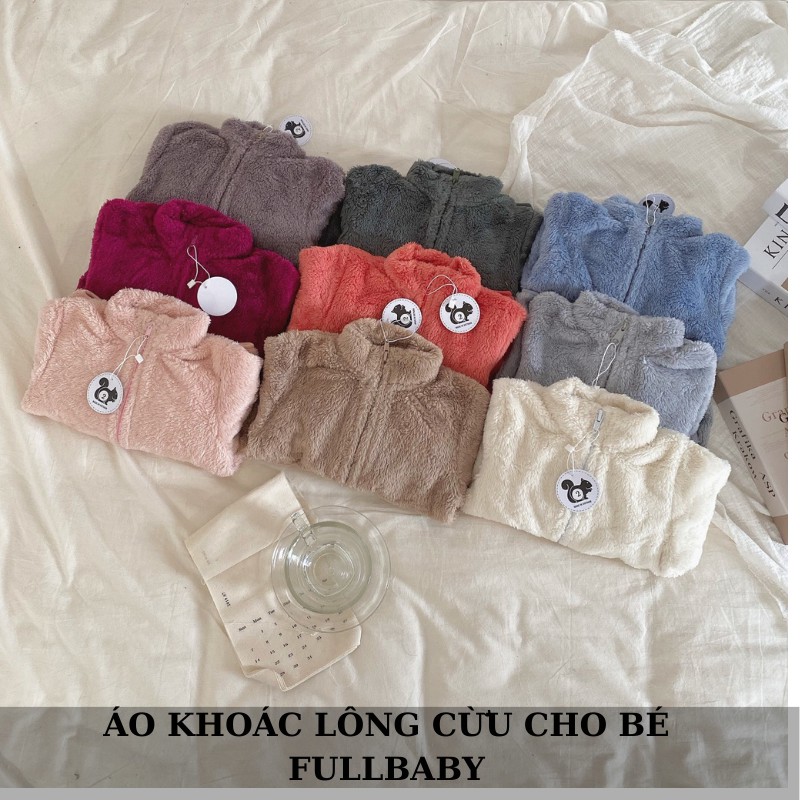 Áo khoác lông cừu cho bé hàng đẹp cổ trụ có túi mịn màng ấp áp từ 1-5 tuổi