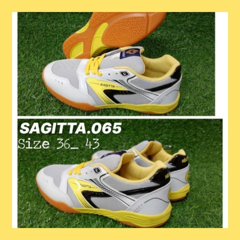 Giày cầu lông Nam nữ Hoả Trâu Sagttia 065 Xám vàng